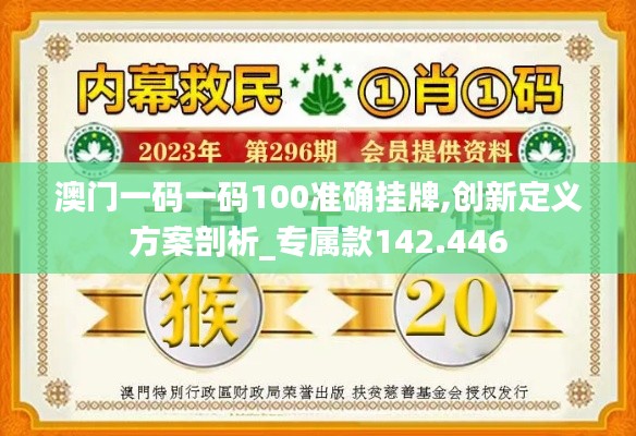 澳门一码一码100准确挂牌,创新定义方案剖析_专属款142.446