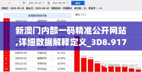 新澳门内部一码精准公开网站,详细数据解释定义_3D8.917