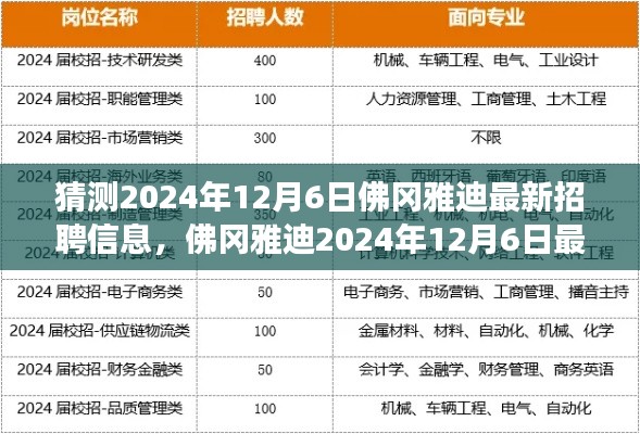 佛冈雅迪2024年12月最新招聘信息解读，特性、体验、竞品对比及用户群体深度分析