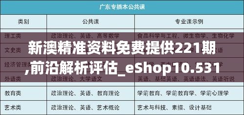 新澳精准资料免费提供221期,前沿解析评估_eShop10.531