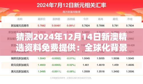 猜测2024年12月14日新澳精选资料免费提供：全球化背景下的数据流动