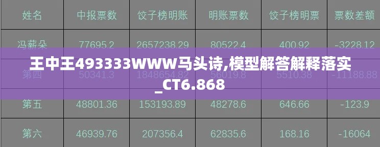 王中王493333WWW马头诗,模型解答解释落实_CT6.868