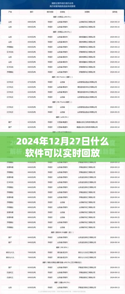 实时回放软件推荐，2024年12月27日可用