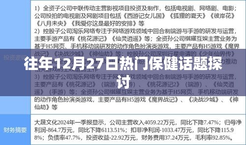 往年12月27日热门保健话题盘点