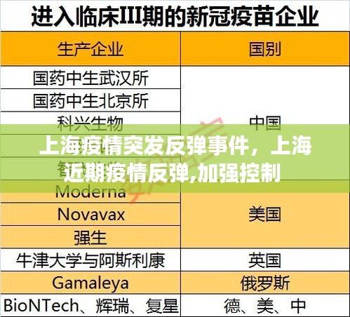 上海疫情突发反弹事件，上海近期疫情反弹,加强控制 