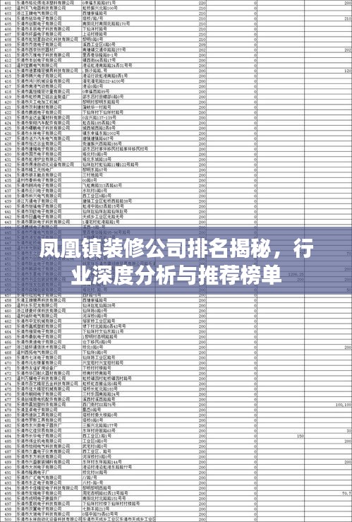 凤凰镇装修公司排名揭秘，行业深度分析与推荐榜单