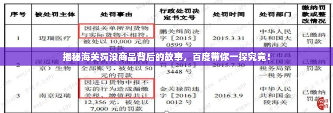 揭秘海关罚没商品背后的故事，百度带你一探究竟！