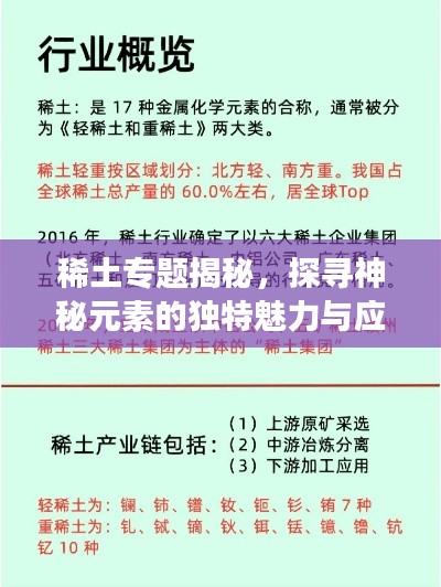 稀土专题揭秘，探寻神秘元素的独特魅力与应用前景展望