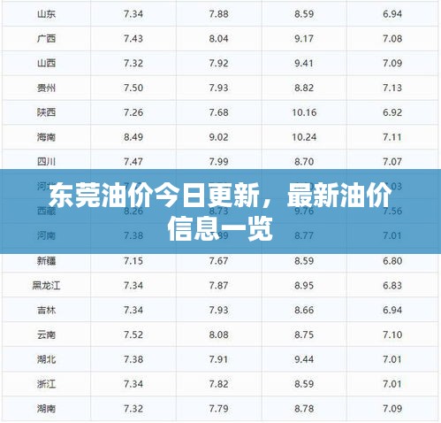 东莞油价今日更新，最新油价信息一览