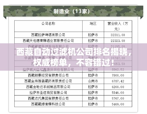西藏自动过滤机公司排名揭晓，权威榜单，不容错过！
